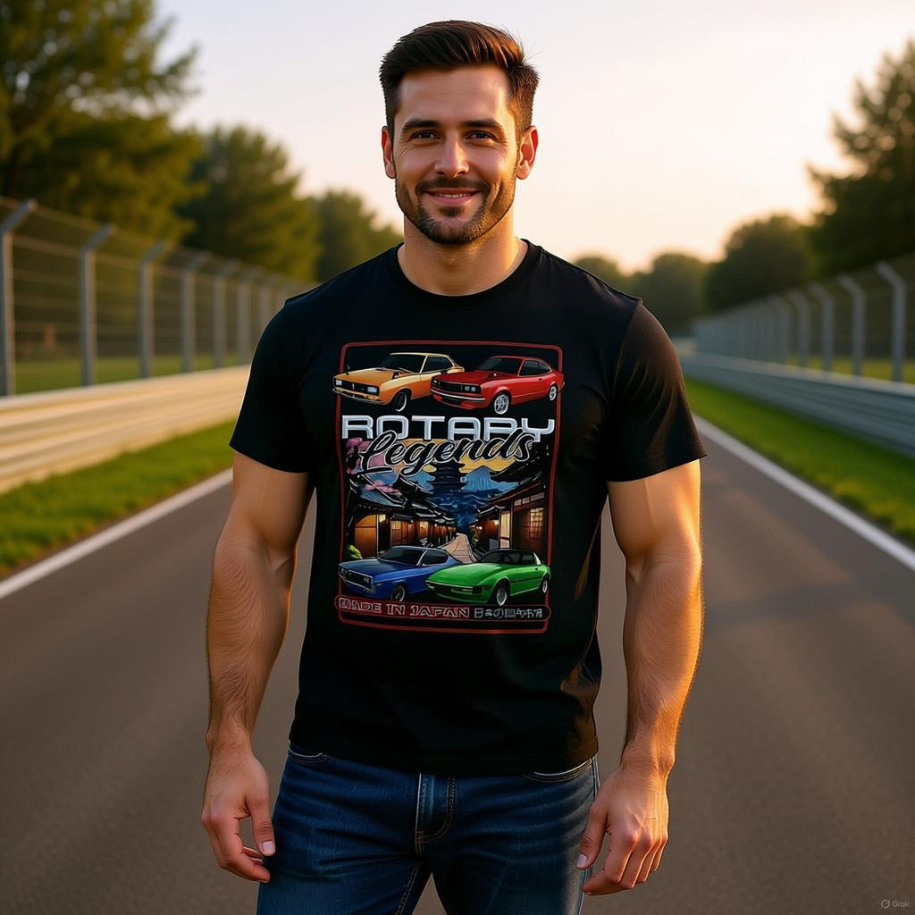 Legends Garage - Rotary RX4 RX3 RX2 RX7 Heavyweight Unisex Crewneck T-shirt | Gildan® 5000 Black