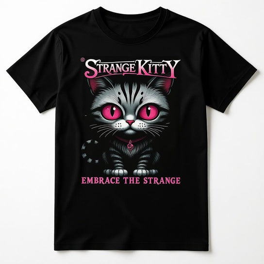 Strange Kitty - Heavyweight Unisex Crewneck T-shirt | Gildan® 5000 Black